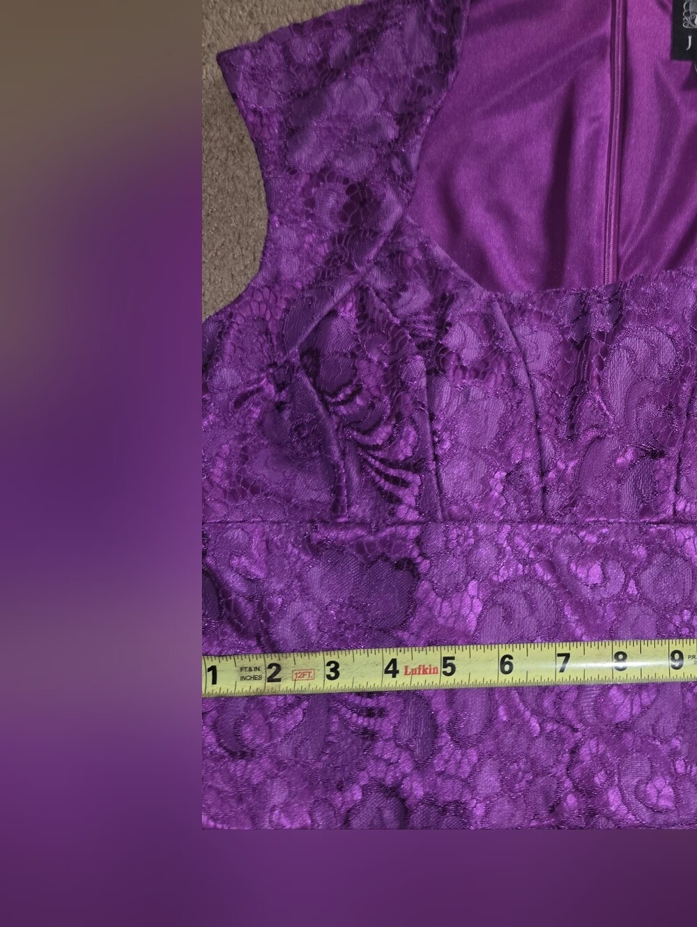 Jax Purple Lace Midi Dress with Cap Sleeves - Picture 8 of 11